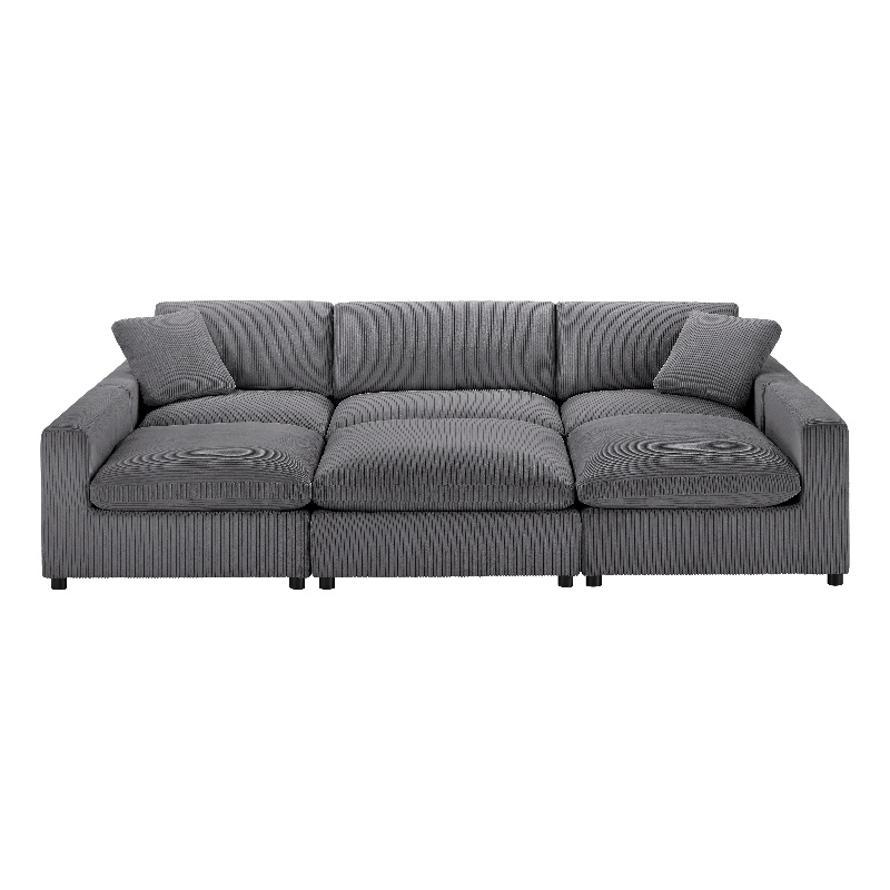 Comfort Pointe Casella Modular Charcoal Corduroy Fabric 6-Piece Nest Sectional