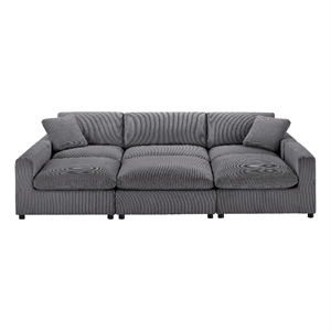 Comfort Pointe Casella Modular Charcoal Corduroy Fabric 6-Piece Nest Sectional
