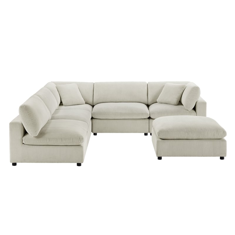 Comfort Pointe Casella Modular Beige Corduroy Fabric 6-Piece Nest Sectional