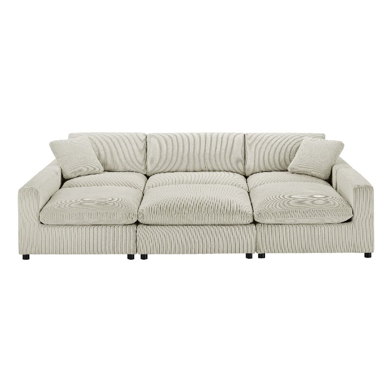 Comfort Pointe Casella Modular Beige Corduroy Fabric 6-Piece Nest Sectional