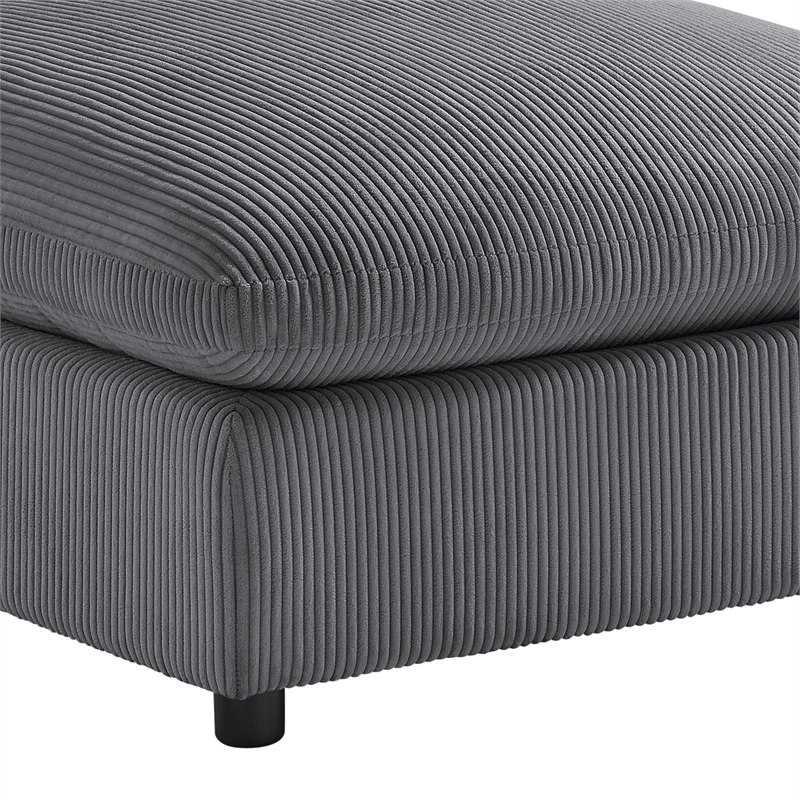 Comfort Pointe Casella Charcoal Corduroy Fabric XL 40 in. Square Ottoman
