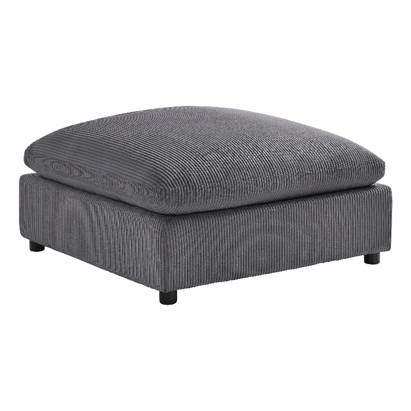 Comfort Pointe Casella Charcoal Corduroy Fabric XL 40 in. Square Ottoman