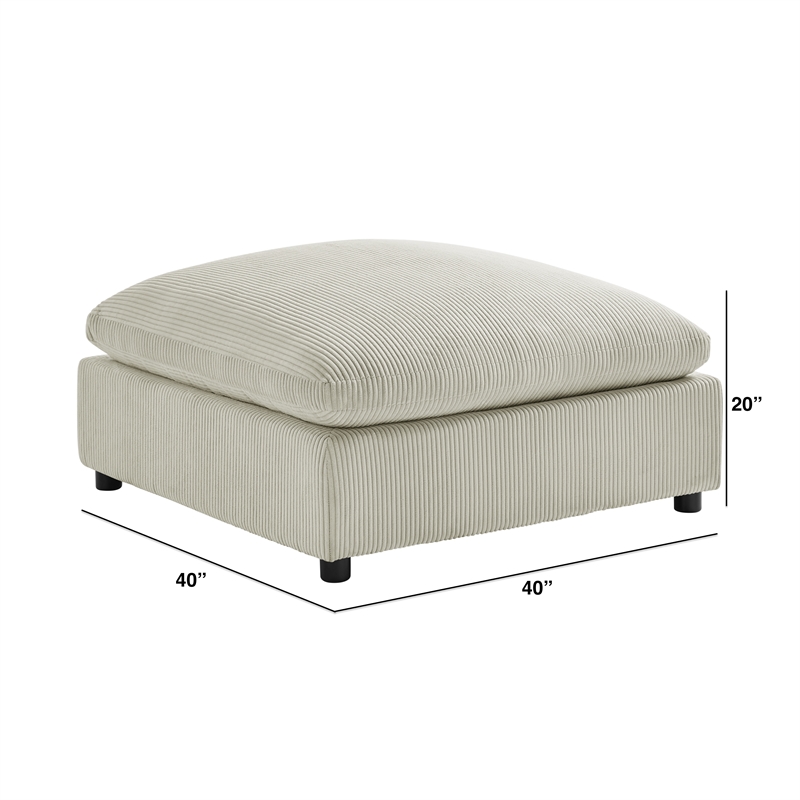 Comfort Pointe Casella Beige Corduroy Fabric XL 40 in. Square Ottoman