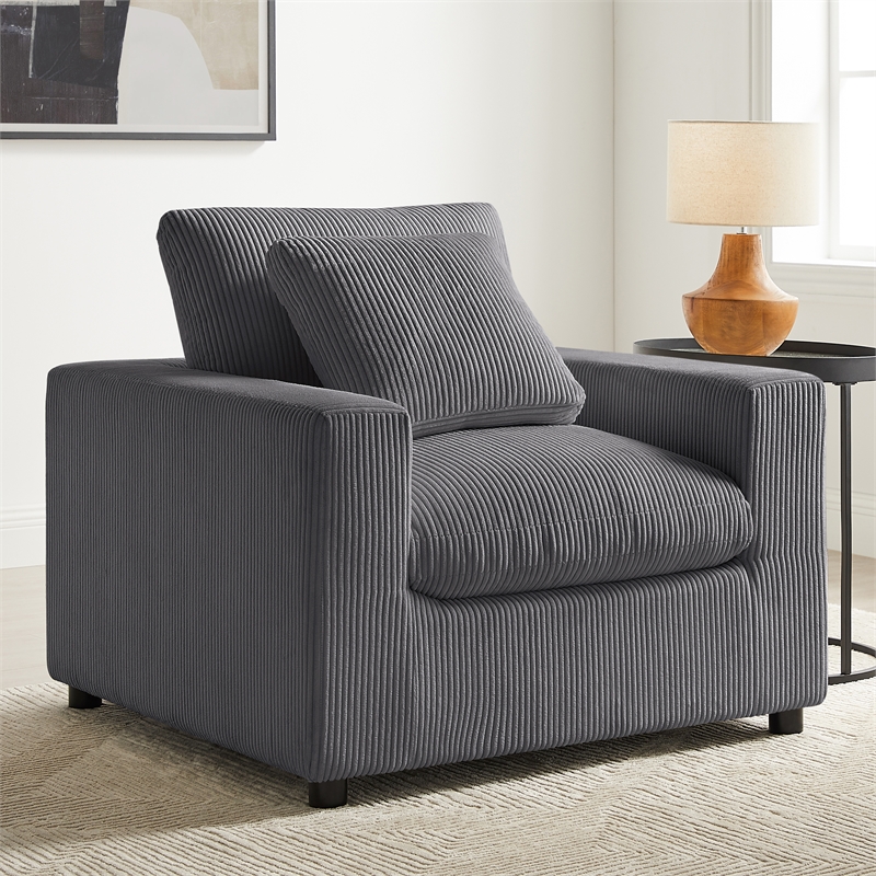 Comfort Pointe Casella Modern Charcoal Corduroy Fabric Arm Chair