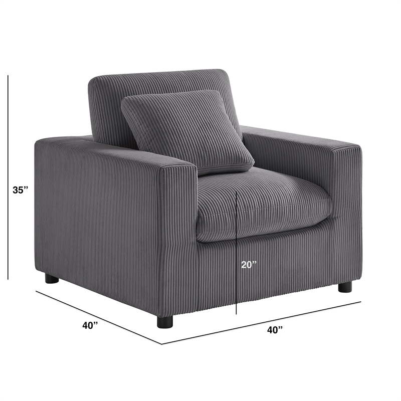 Comfort Pointe Casella Modern Charcoal Corduroy Fabric Arm Chair