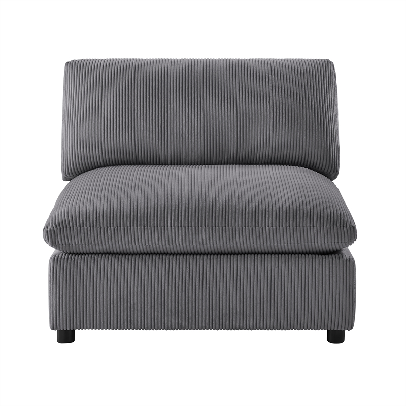 Comfort Pointe Casella Charcoal Corduroy Fabric Armless Slipper Accent Chair