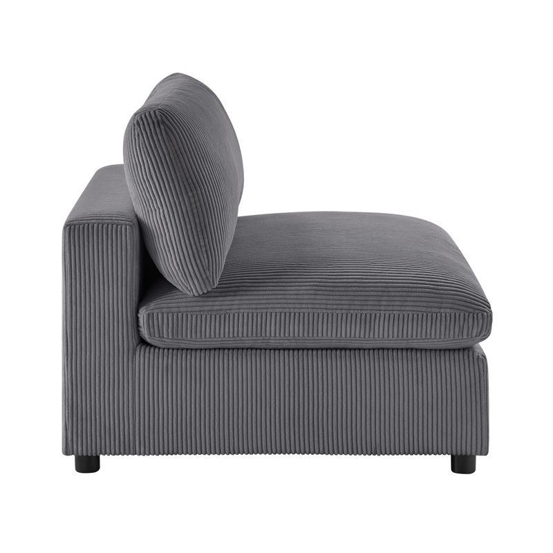 Comfort Pointe Casella Charcoal Corduroy Fabric Armless Slipper Accent Chair