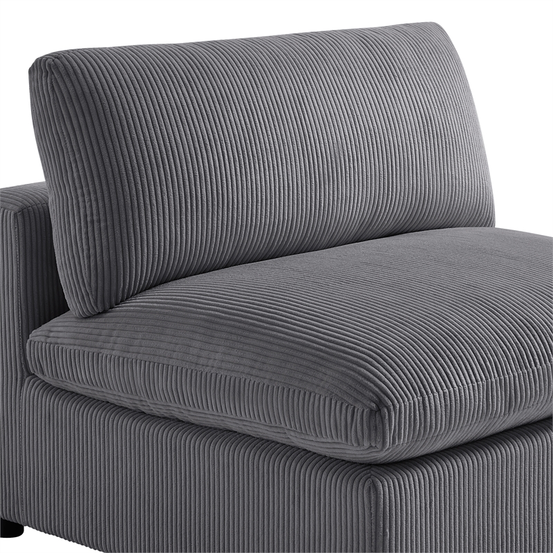 Comfort Pointe Casella Charcoal Corduroy Fabric Armless Slipper Accent Chair