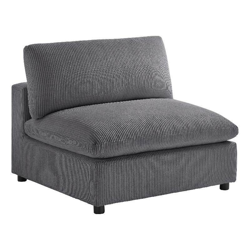 Comfort Pointe Casella Charcoal Corduroy Fabric Armless Slipper Accent Chair