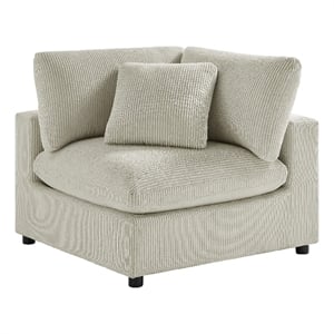 Comfort Pointe Casella Beige Corduroy Fabric Corner Wedge Accent Chair