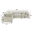 Casella Modular Beige Corduroy Fabric 5-Piece Corner Sectional