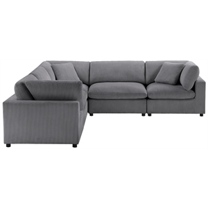 Comfort Pointe Casella Modular Charcoal Corduroy Fabric 5-Piece Sectional