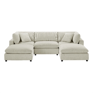 Casella Modular Beige Corduroy Fabric 5-Piece XL Chofa Sectional