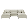 Casella Modular Beige Corduroy Fabric 5-Piece XL Chofa Sectional