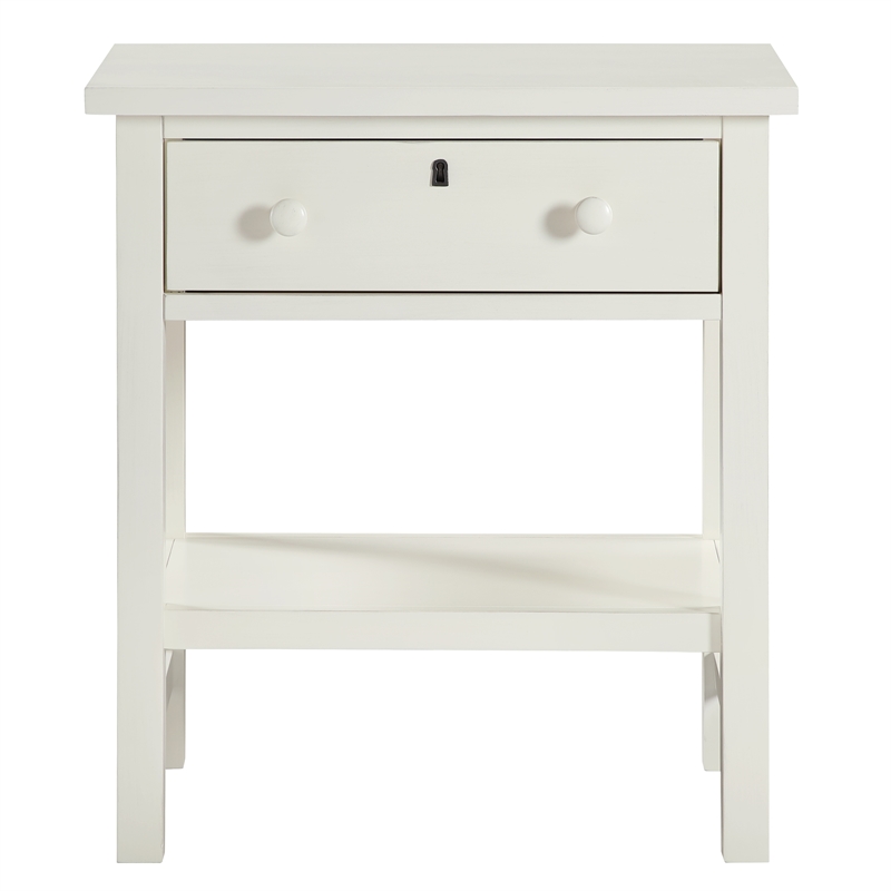 Franklen 1-drawer Antique White Wood Storage Nightstand