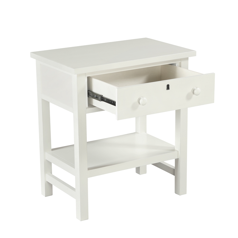 Franklen 1-drawer Antique White Wood Storage Nightstand