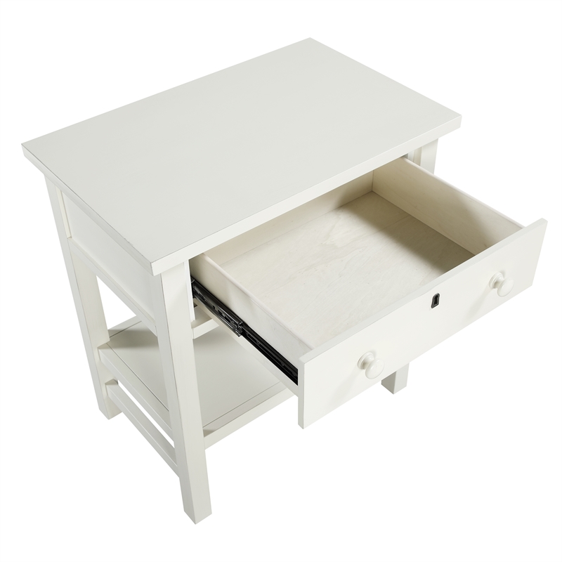 Franklen 1-drawer Antique White Wood Storage Nightstand