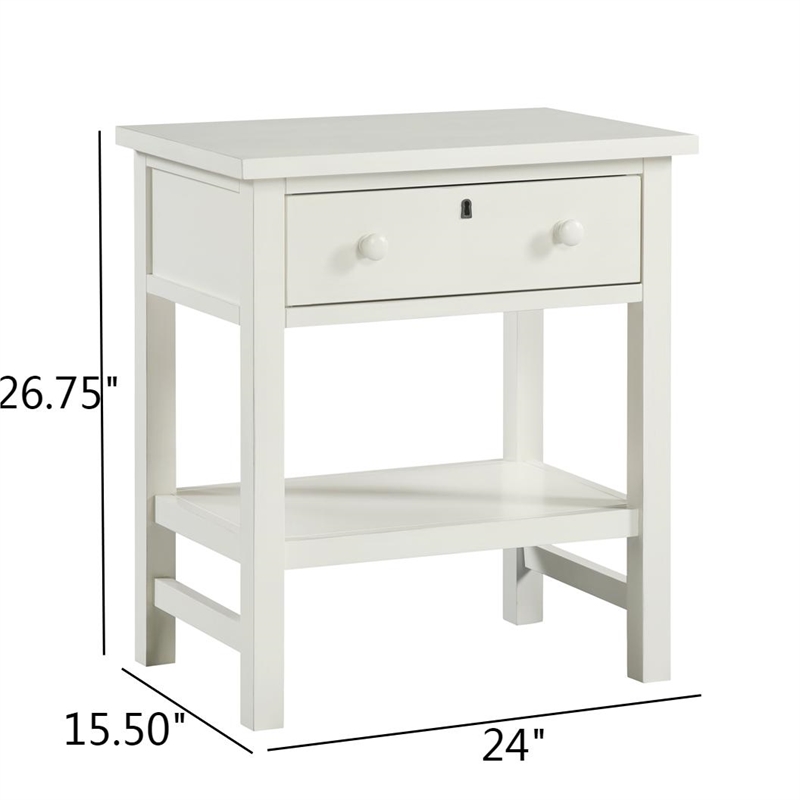 Franklen 1-drawer Antique White Wood Storage Nightstand