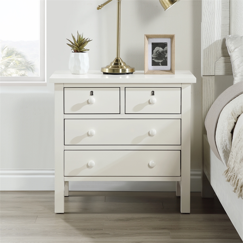 Comfort Pointe Greenwich 4-drawer Antique White Wood Storage Nightstand