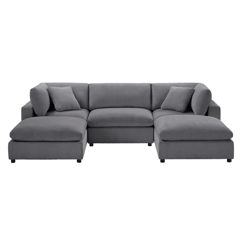 Comfort Pointe Casella Modular Charcoal Corduroy Fabric 5-Piece XL Chofa