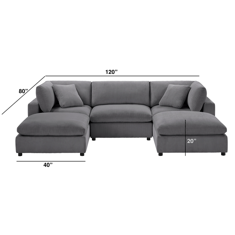 Comfort Pointe Casella Modular Charcoal Corduroy Fabric 5-Piece XL Chofa