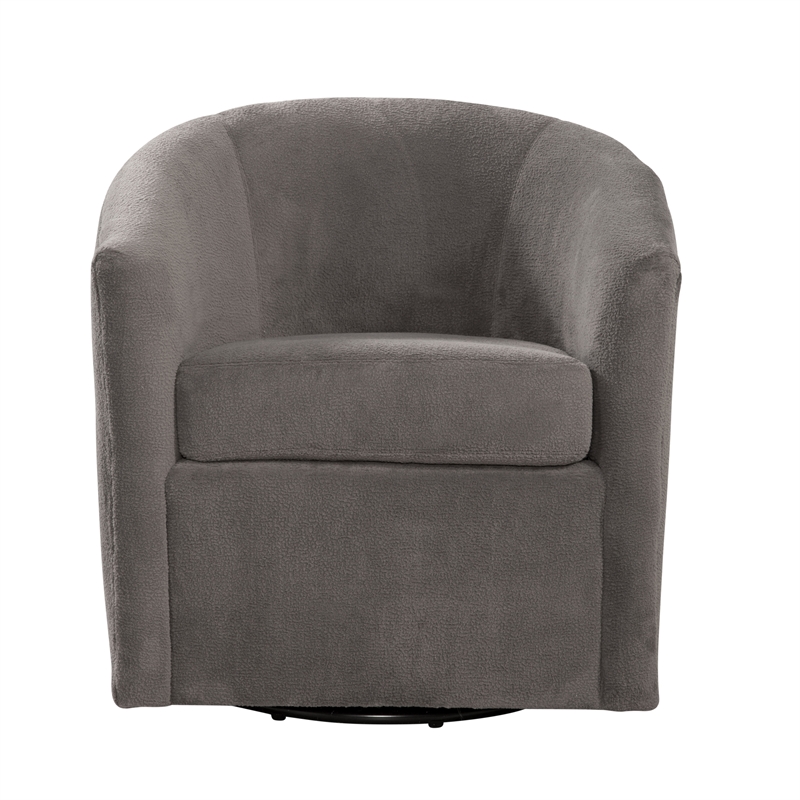 Odessa Barrel Style Swivel Accent chair in Ash Gray Performance Fabric