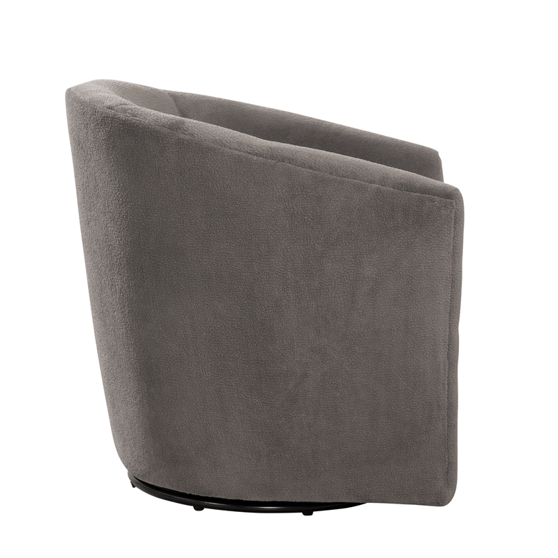 Odessa Barrel Style Swivel Accent chair in Ash Gray Performance Fabric