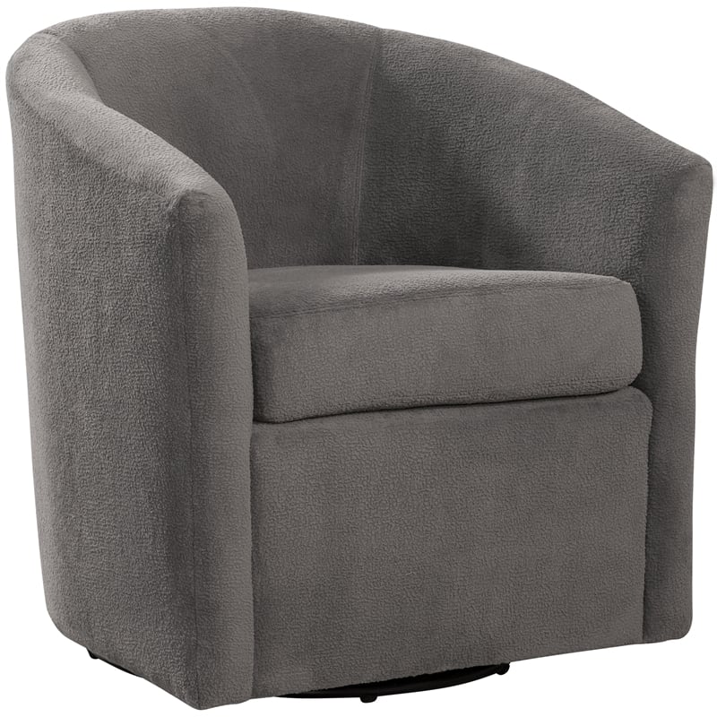 Odessa Barrel Style Swivel Accent chair in Ash Gray Performance Fabric