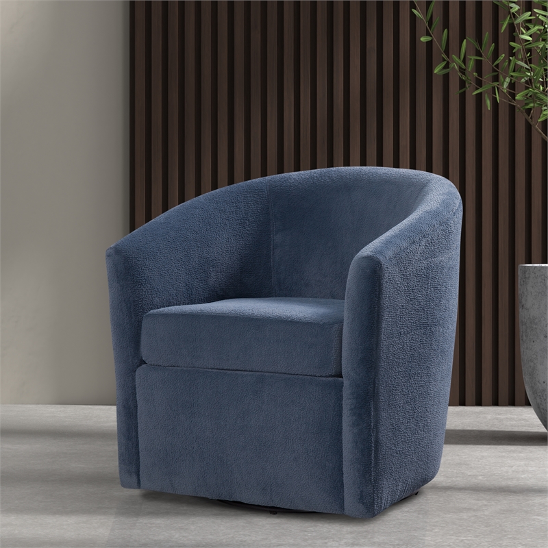 Odessa Barrel Style Swivel Accent chair in Navy Performance Fabric