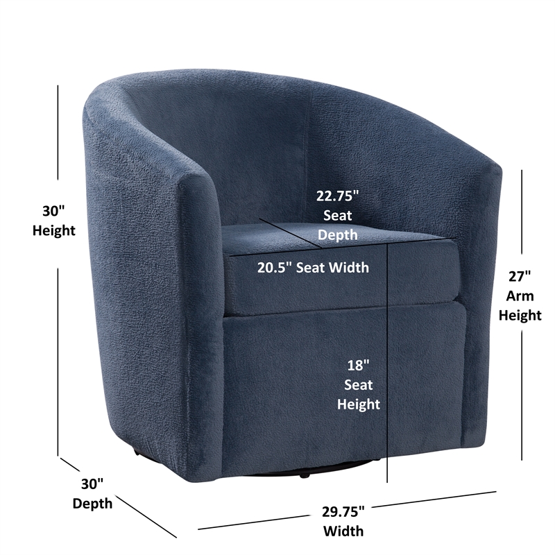 Odessa Barrel Style Swivel Accent chair in Navy Performance Fabric