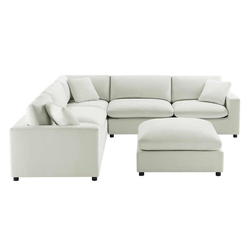 Comfort Pointe Casella Modular 6-Piece Sectional in Ivory Performance Fabric
