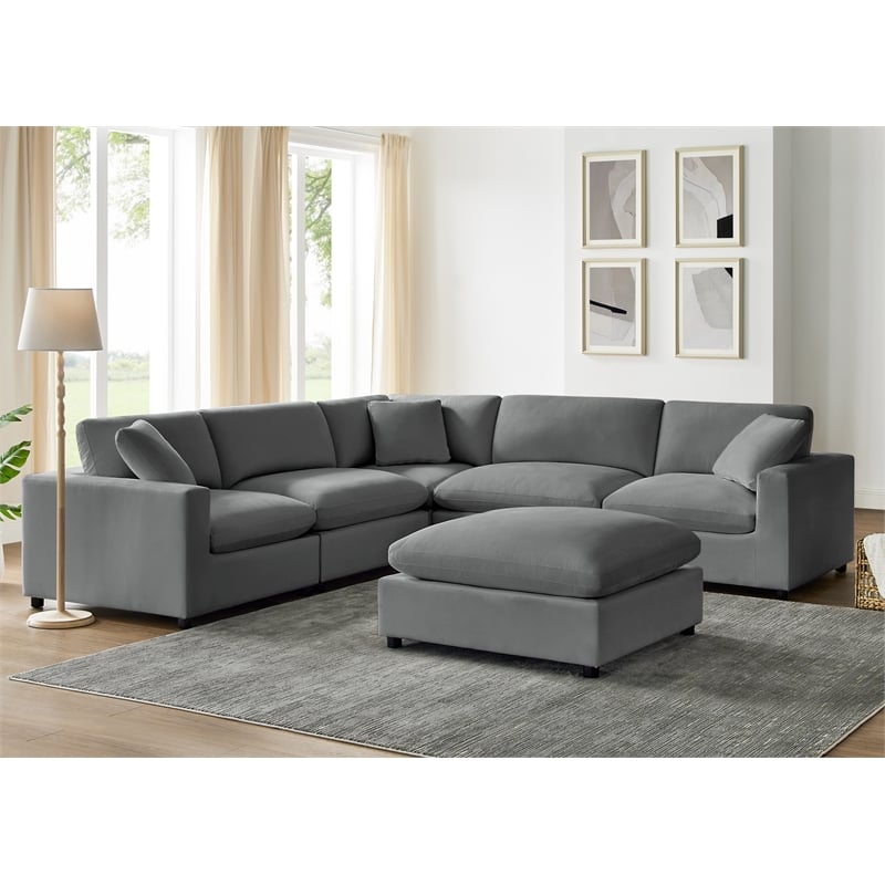 Comfort Pointe Casella Modular 6-Piece Sectional in Charcoal Performance Fabric