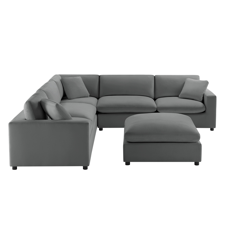 Comfort Pointe Casella Modular 6-Piece Sectional in Charcoal Performance Fabric