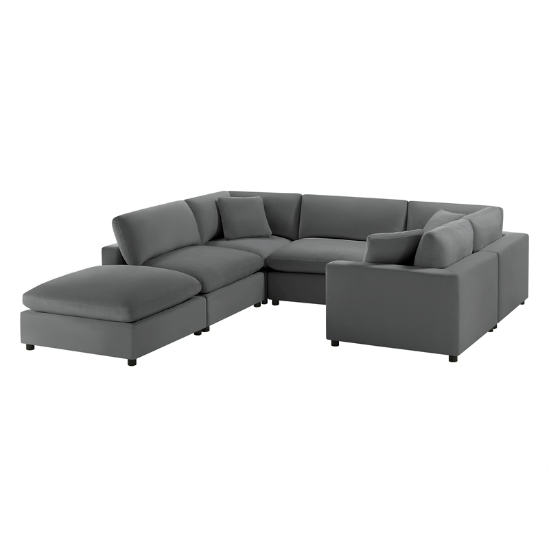 Comfort Pointe Casella Modular 6-Piece Sectional in Charcoal Performance Fabric