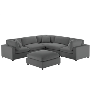Comfort Pointe Casella Modular 6-Piece Sectional in Charcoal Performance Fabric