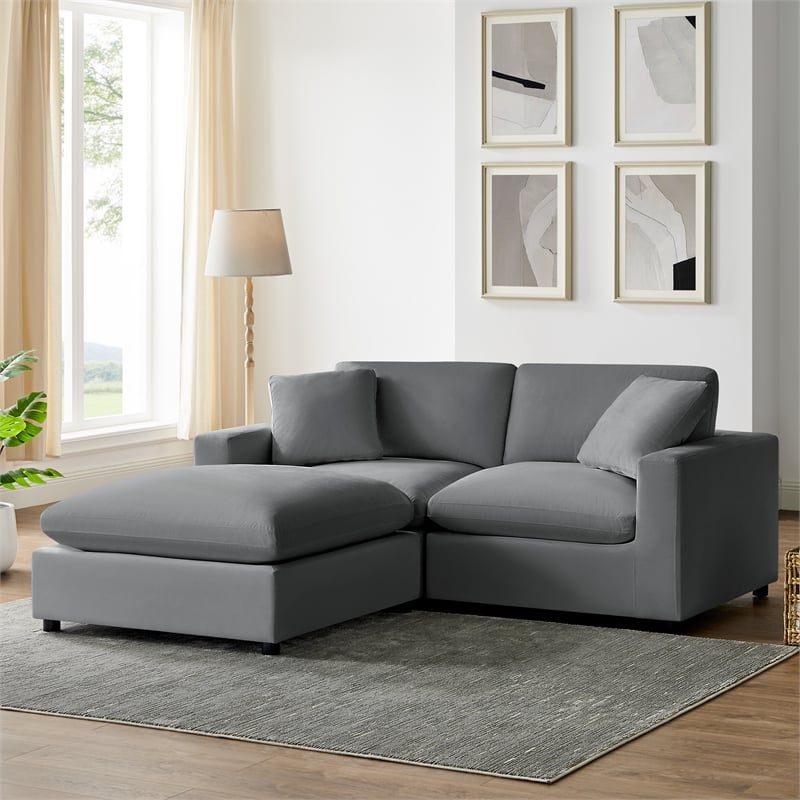 Comfort Pointe Casella Modular 3-piece Chofa in Charcoal Performance Fabric