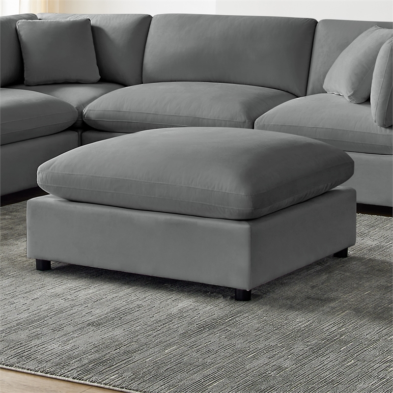 Comfort Pointe Casella Charcoal Fabric Ottoman in Charcoal Perfomance Fabric