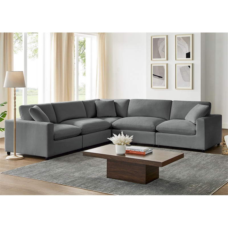 Comfort Pointe Casella Modular 5-Piece Sectional in Charcoal Performance Fabric