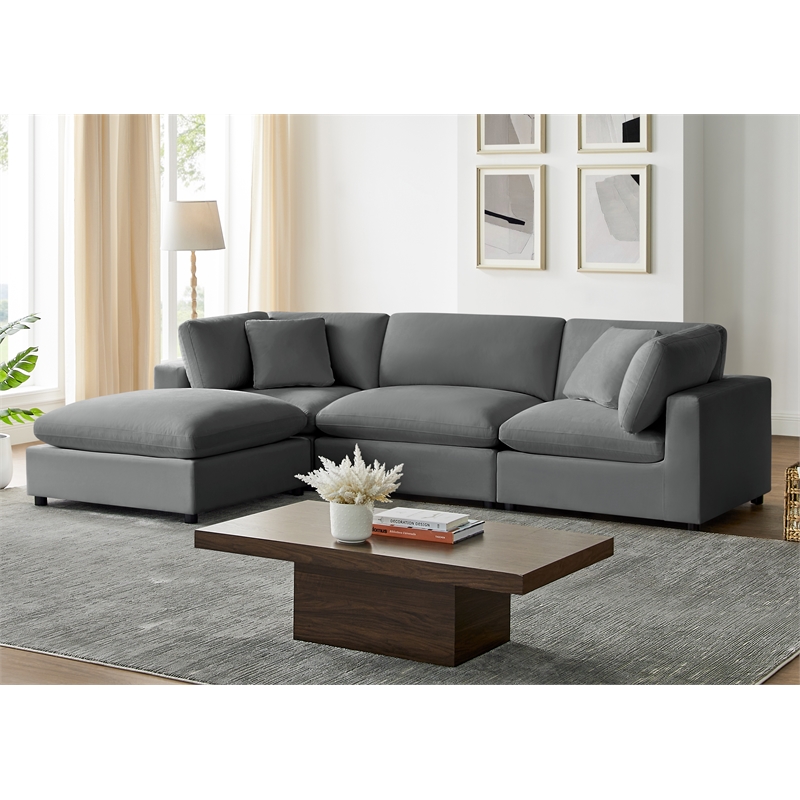 Comfort Pointe Casella Modular 4-PC XL Sectional in Charcoal Performance Fabric