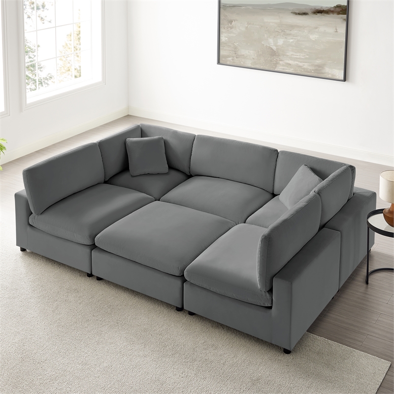 Comfort Pointe Casella Modular 6-Piece Nest in Charcoal Performance Fabric
