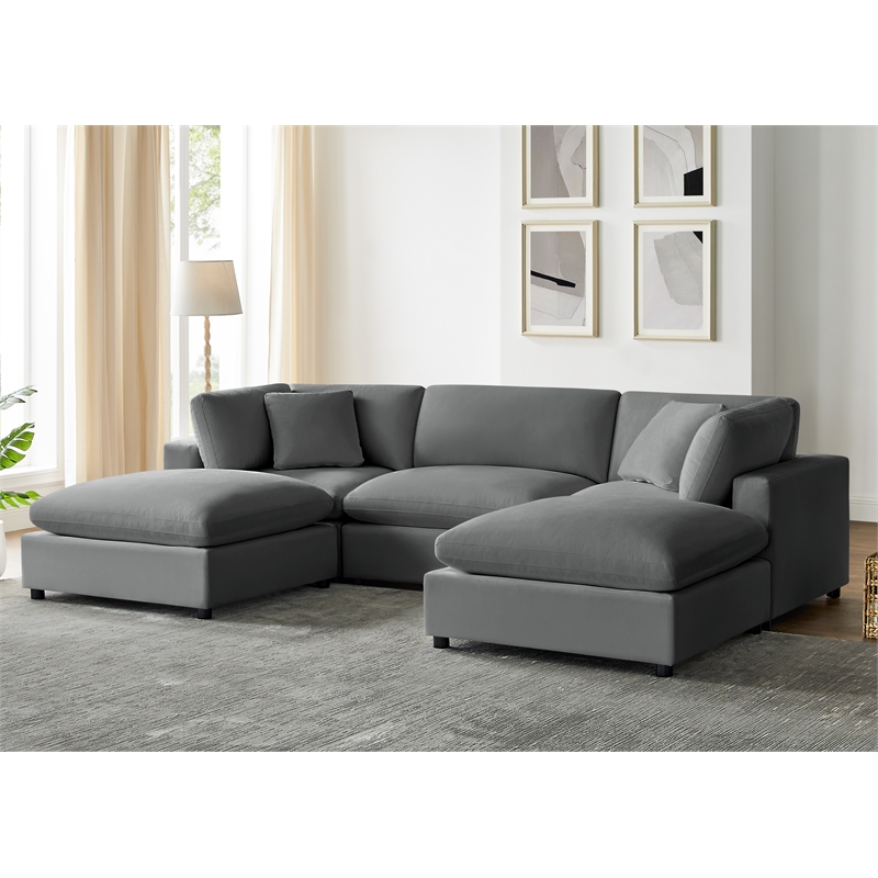 Comfort Pointe Casella Modular 5-PC XL Sectional in Charcoal Performance Fabric