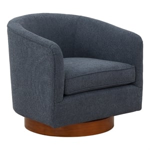 Comfort Pointe Muriel Blue Fabric Wood Base Swivel Accent Chair