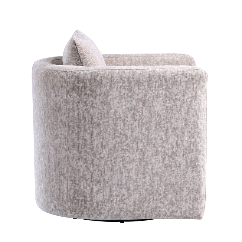 Comfort Pointe Sheldon Beige Linen Fabric Swivel Barrel Chair