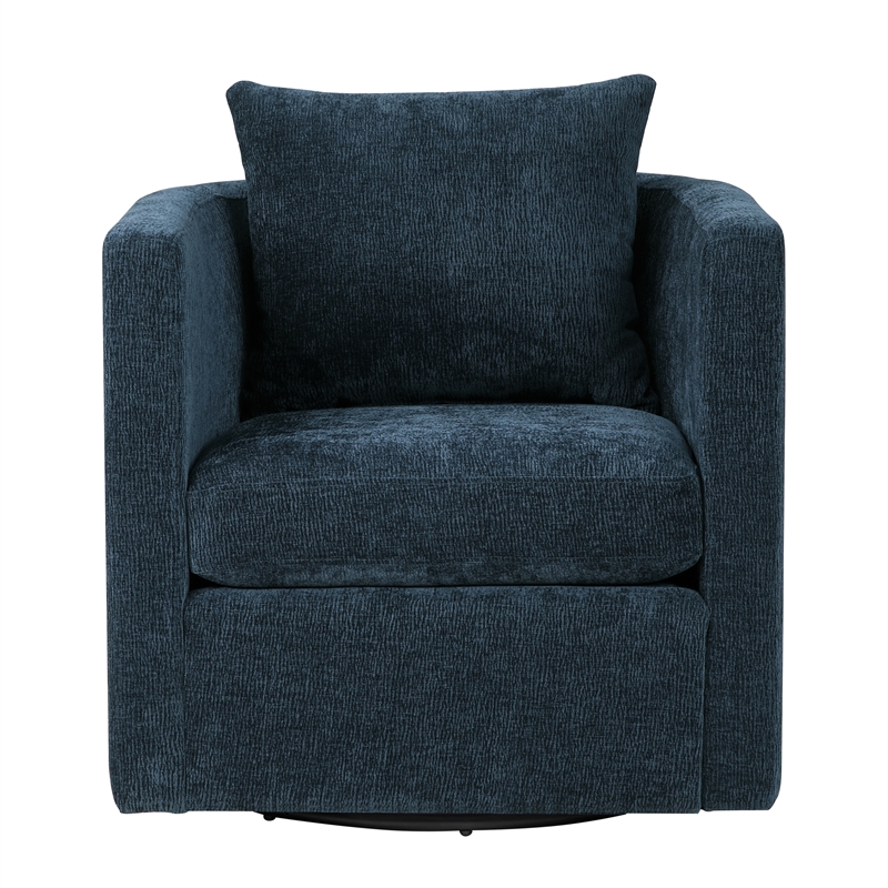 Comfort Pointe Sheldon Navy Blue Fabric Swivel Barrel Accent Chair