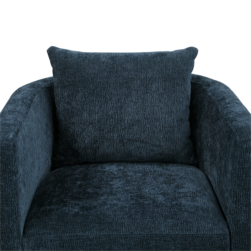 Comfort Pointe Sheldon Navy Blue Fabric Swivel Barrel Accent Chair