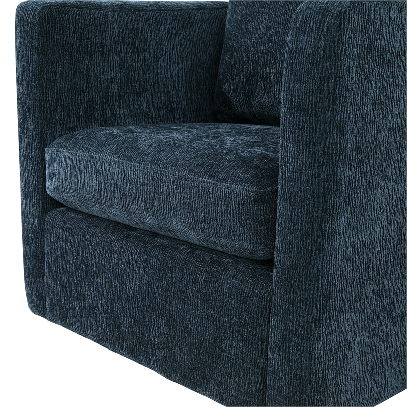 Comfort Pointe Sheldon Navy Blue Fabric Swivel Barrel Accent Chair