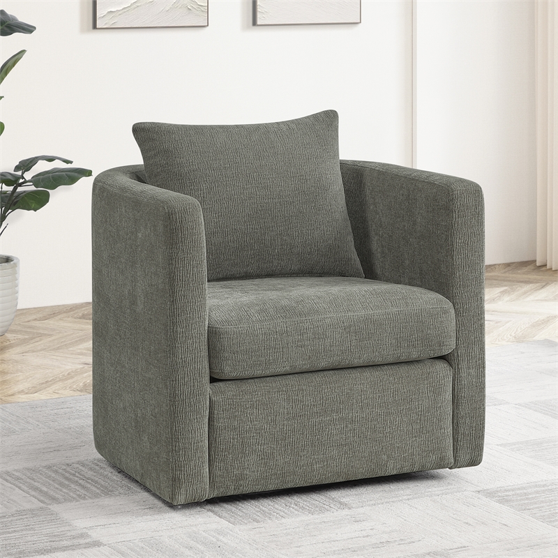 Comfort Pointe Sheldon Dark Gray Fabric Swivel Barrel Accent Chair