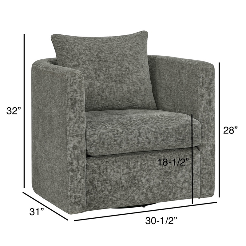 Comfort Pointe Sheldon Dark Gray Fabric Swivel Barrel Accent Chair
