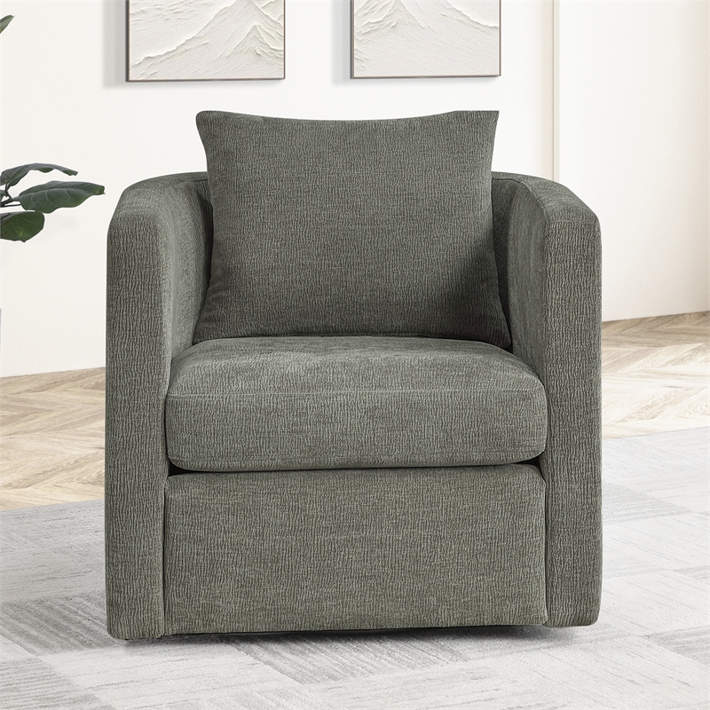Comfort Pointe Sheldon Dark Gray Fabric Swivel Barrel Accent Chair