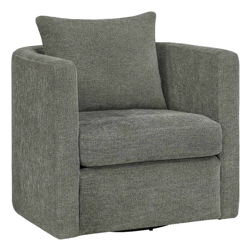 Comfort Pointe Sheldon Dark Gray Fabric Swivel Barrel Accent Chair